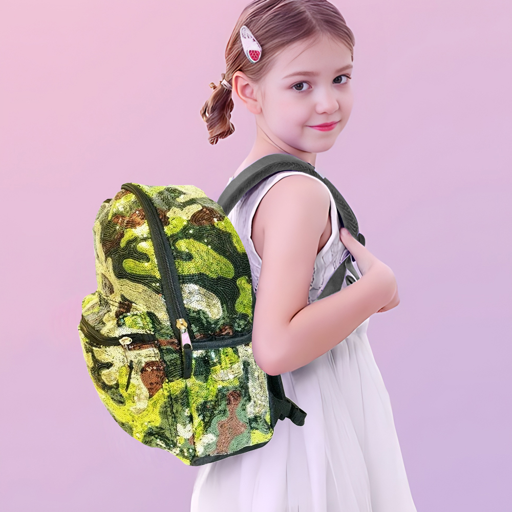 Camo Sequin Backpack Deluxe School Bag or Travel Backpack 16 inches - image 5 of 8