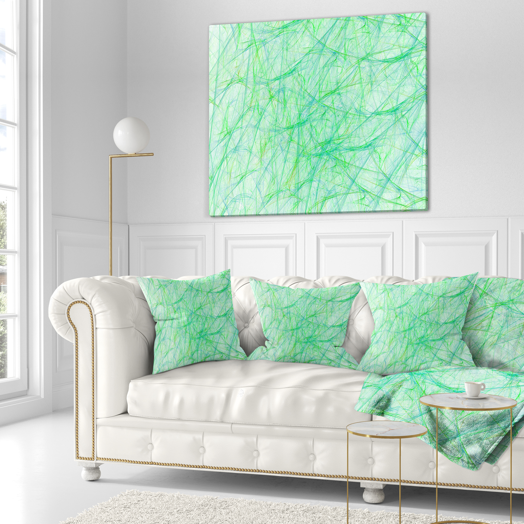 Designart Clear Green Veins of Marble - Abstract Throw Pillow - 18x18
