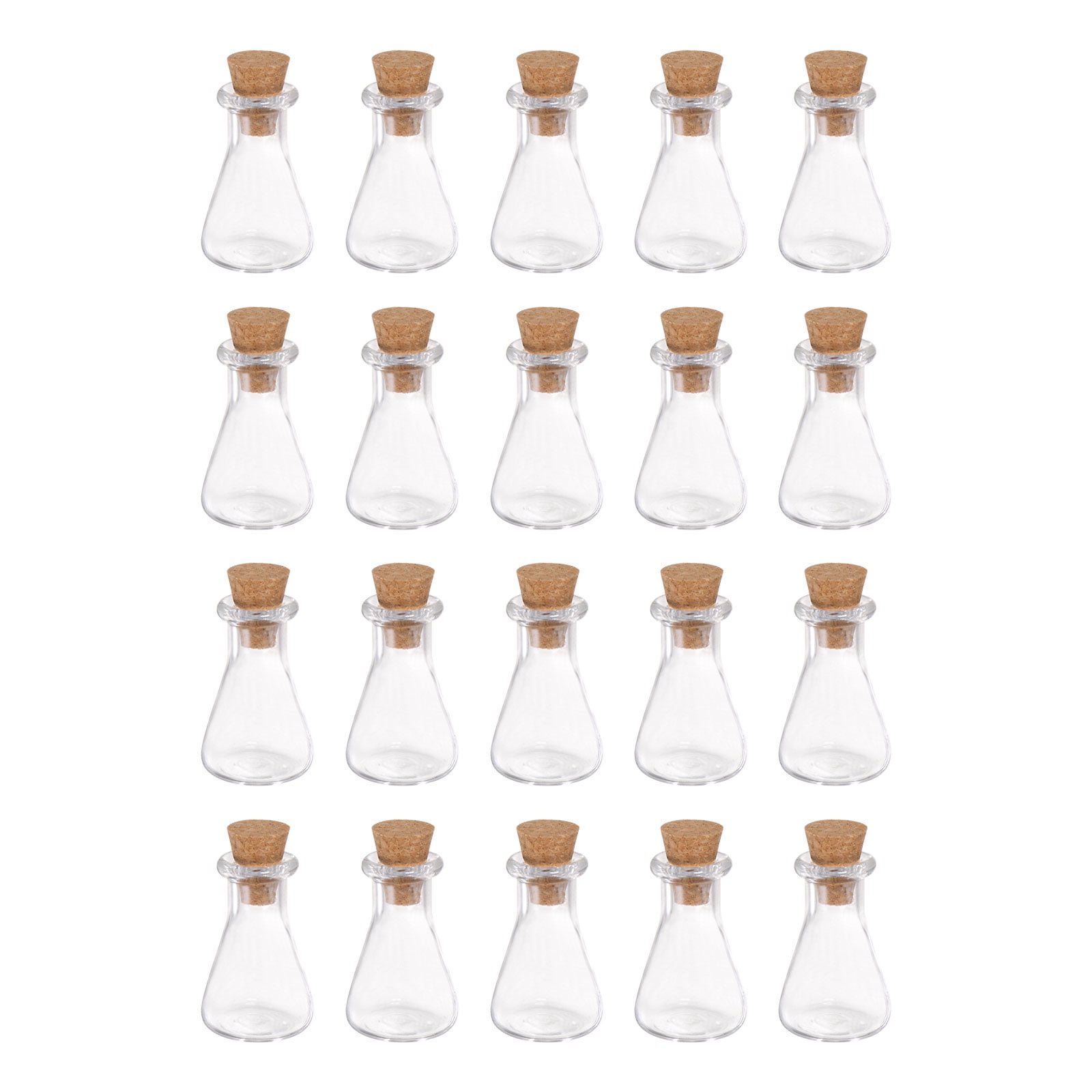 20 Mini Bouteilles En Verre Avec Bouchon Liège - Forme Flacon, Pour Messages Ou Décoration