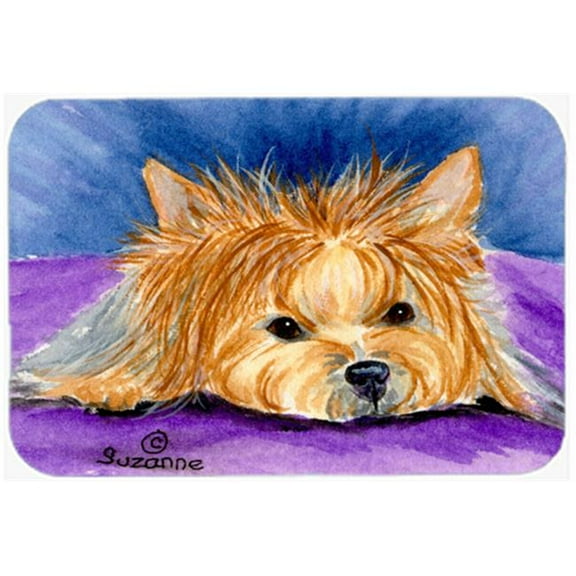 Carolines Treasures Yorkie Glass Cutting Board Large 12H x 16W multicolor