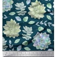 thumbnail image 2 of Soimoi Blue Cotton Cambric Fabric Leaves & Flower Floral Print Fabric by Yard 42 Inch Wide, 2 of 3