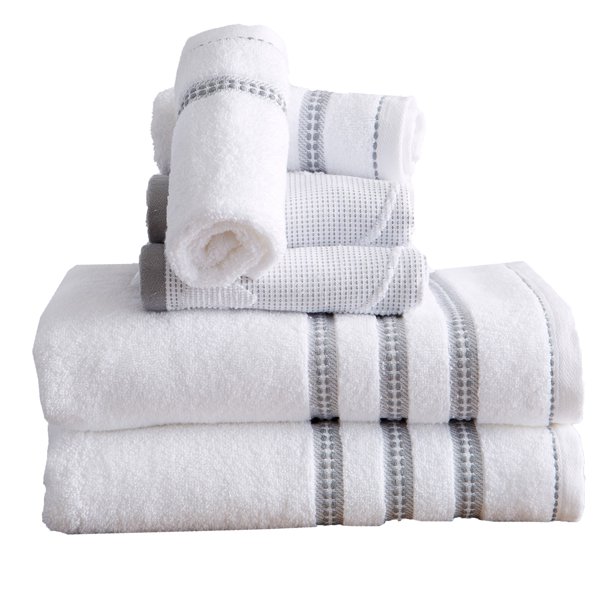 Great Bay Home Roselyn Floral Jacquard Cotton Bath Towel Collection
