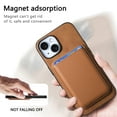 thumbnail image 6 of Magnetic 2 in 1 Detachable Wallet Compatible with iPhone 15 Case, with Card Holder Faux Leather Men Women Compatible with MagSafe Phone Cover for iPhone 15, Brown, 6 of 11