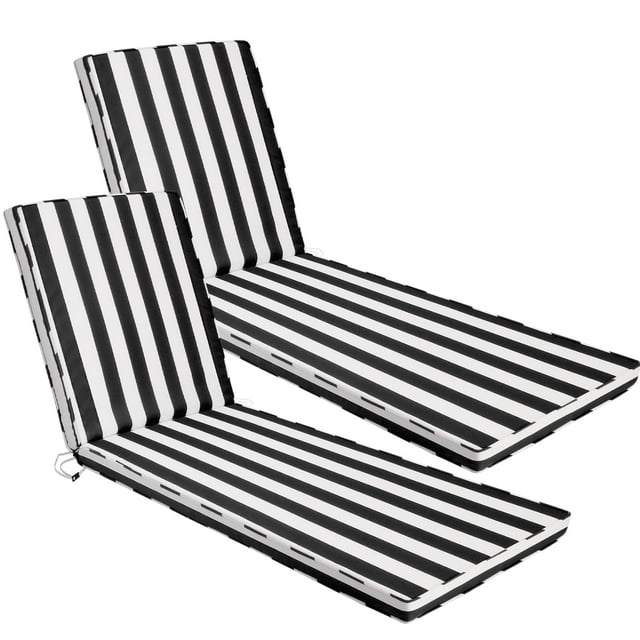 Cojines para Tumbona de Exterior Iheqard Juego de 2 Negro+Blanco