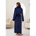 thumbnail image 3 of HEARTNICE Womens Long Fleece Robe Soft Plush Robes for Women Warm Bathrobes Comfy House Coat Full-length（Navy, Large-X-Large）, 3 of 6