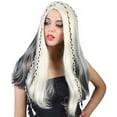 thumbnail image 5 of HPO Adult Women Celebrity Wig w/ Black & Blonde Color Braid Cosplay Wig, Synthetic Fiber Wig, 5 of 10