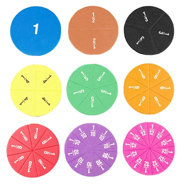 52 Pack ic Fraction Tiles Circles Educational Math Manipulatives for Elementary School