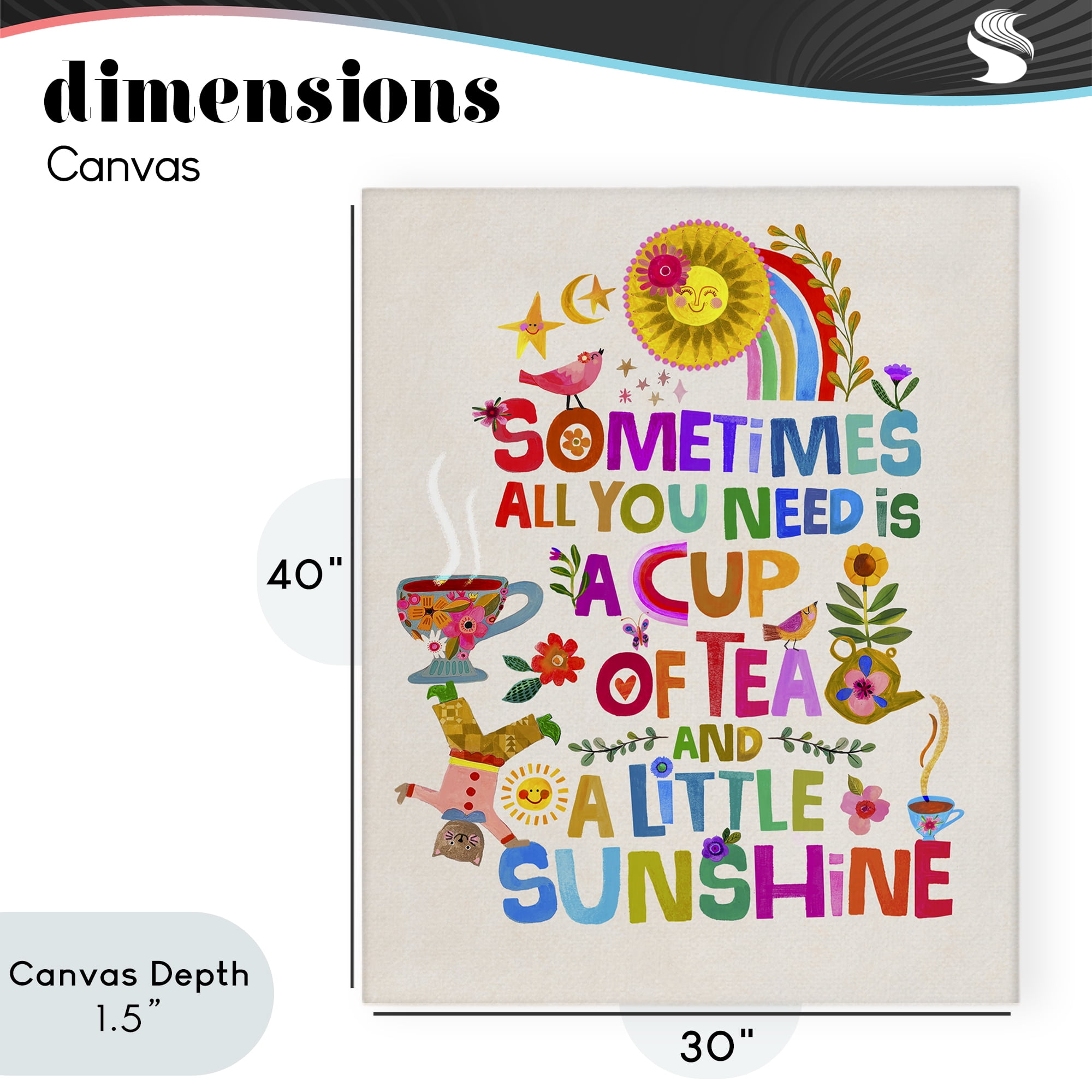 Stupell Industries Cup Of Tea & Sunshine Canvas Wall Art, design by Katherine Herrell Studio