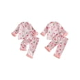 thumbnail image 2 of RUINIXCW Toddler Baby Girl Christmas Silk Satin Pajama Set Little Girls Xmas PJS Fall Winter Sleepwear Santa Button Down Long Sleeve Shirt Pants Set, 2 of 10