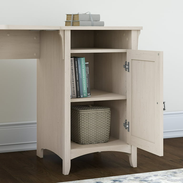 Bush furniture salinas 55w corner desk with storage in antique white discount