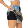 thumbnail image 3 of Lsque Lighthouse Printed Women's Running Shorts with Liner Pockets,Elastic Quick Dry Workout Athletic Gym Yoga Shorts,Womens High Waist Shorts-Medium, 3 of 9