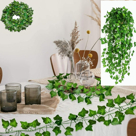 Fake Ivy Leaves Fake Vines Artificial Ivy Garland Greenery Hanging Plants for Bedroom Decor Aesthetic, Party Wedding Wall Indoor Outdoor Christmas