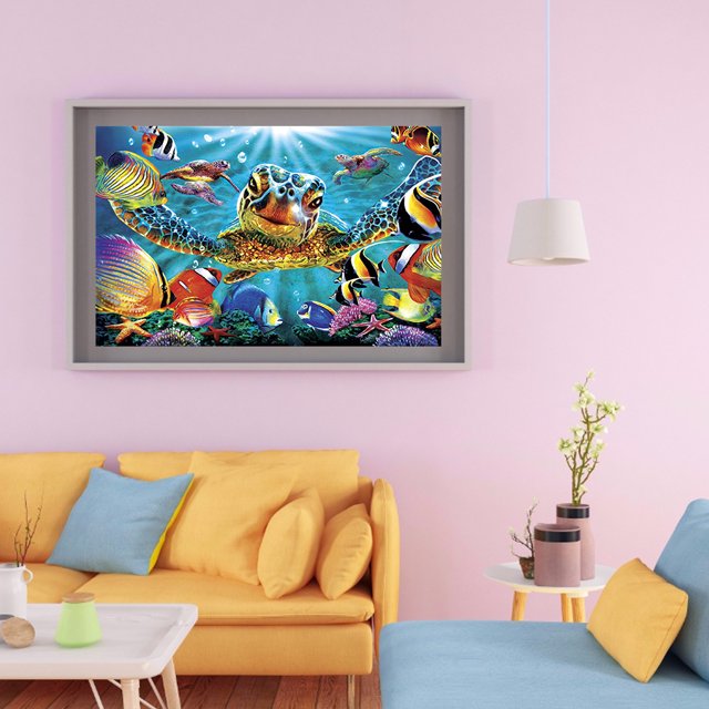 Cuadros Decorativos 5D DIY diamante pintura tortuga marina ronda completa casa pared pintura (DY61758) Ndcxsfigh Nuevos Originales