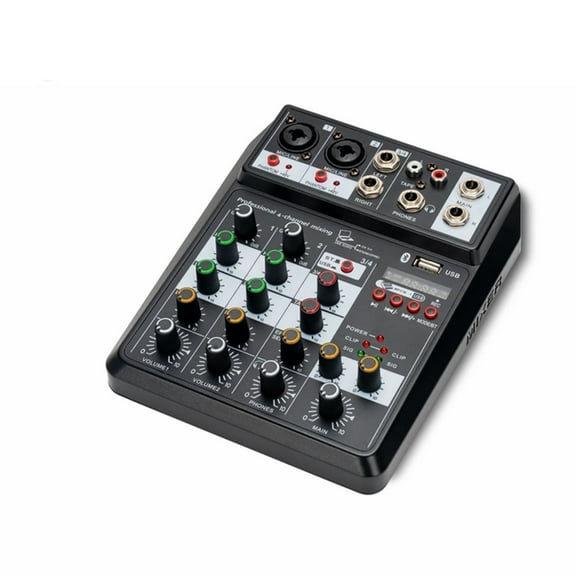 Professional Sound Mixer 4 Channel 48V Phantom Power Reverb FX DJ Mixing Console USB Player Music Stereo
