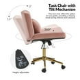 thumbnail image 4 of Adjustable Modern Swivel Velvet Desk Task Chair for Makeup Vanity Pink, 4 of 8