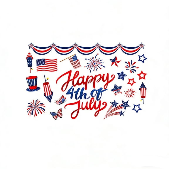 Memorial Day Saving!4th of July Decorations, Happy 4th Of July Window Clings Patriotic Pyrotechnics USA Flag Window Decals For Independence Day Memorial Day Home Glass Decor
