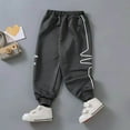 thumbnail image 2 of Little Boys Pants With Curved Stripe Print Fall Kids Trousers Elastic Waist Soft Joggers Active, 2 of 3
