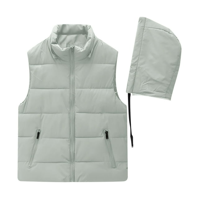 LIaqionyy Veste Sans Manches Surdimensionnée pour Femmes, Veste Courte à Capuche Zippée, Chaude avec Poche