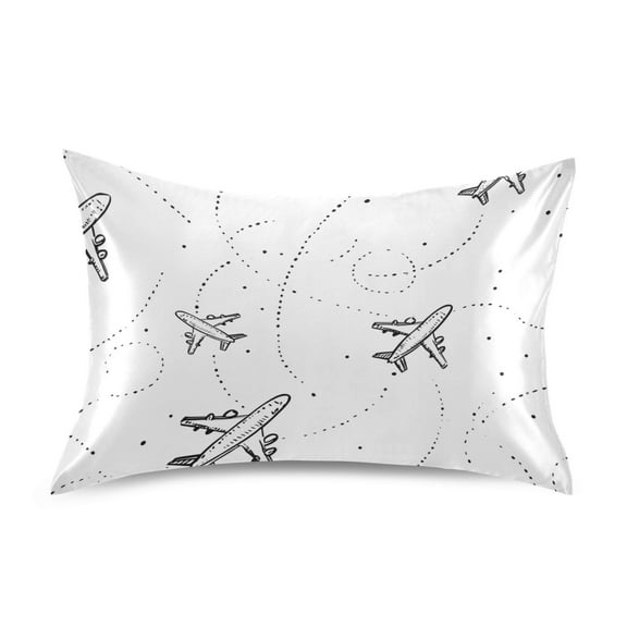 Plane Track Hand Painted Satin Pillowcase Envelope Design Pillow Covers 1 Pack Standard Size 20" x 26"