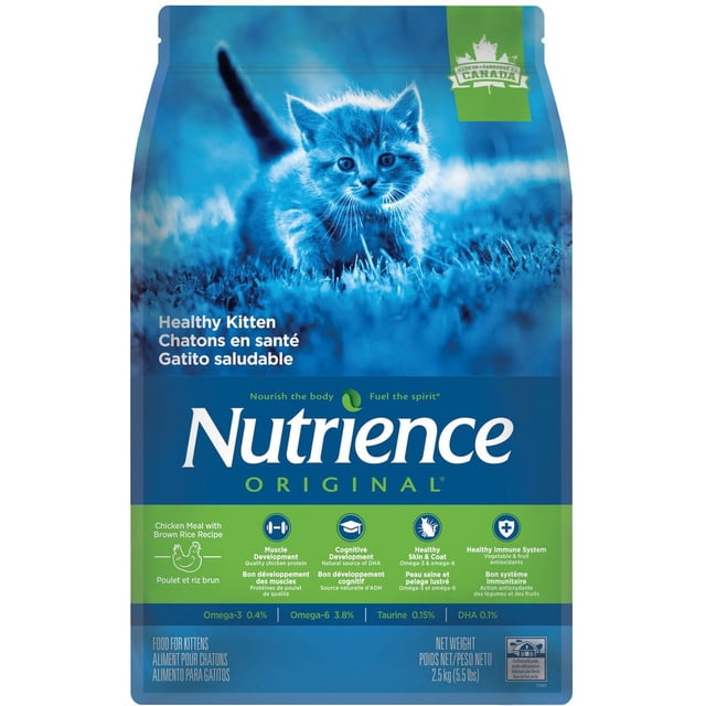 Nutrience Repas Sain Original pour Chaton et Poulet avec Recette au Riz Brun Nourriture Sèche pour Chat, Sac de 2,5 kg