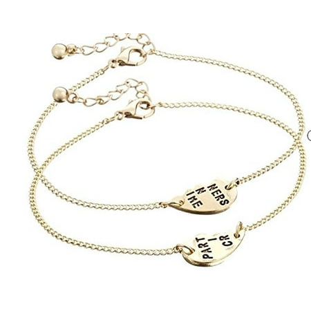 2 Set Partners Letters Heart Charm Anklet Bracelet Best Friends Friendship Gift ,Main (Best Selling Bracelet Designs)