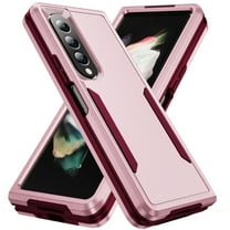 Dteck for Samsung Galaxy Z Fold 4 2022 Phone Case, Shockproof Heavy Duty Hard PC Protective Anti-Scratch Cover Shell, Pink Rose