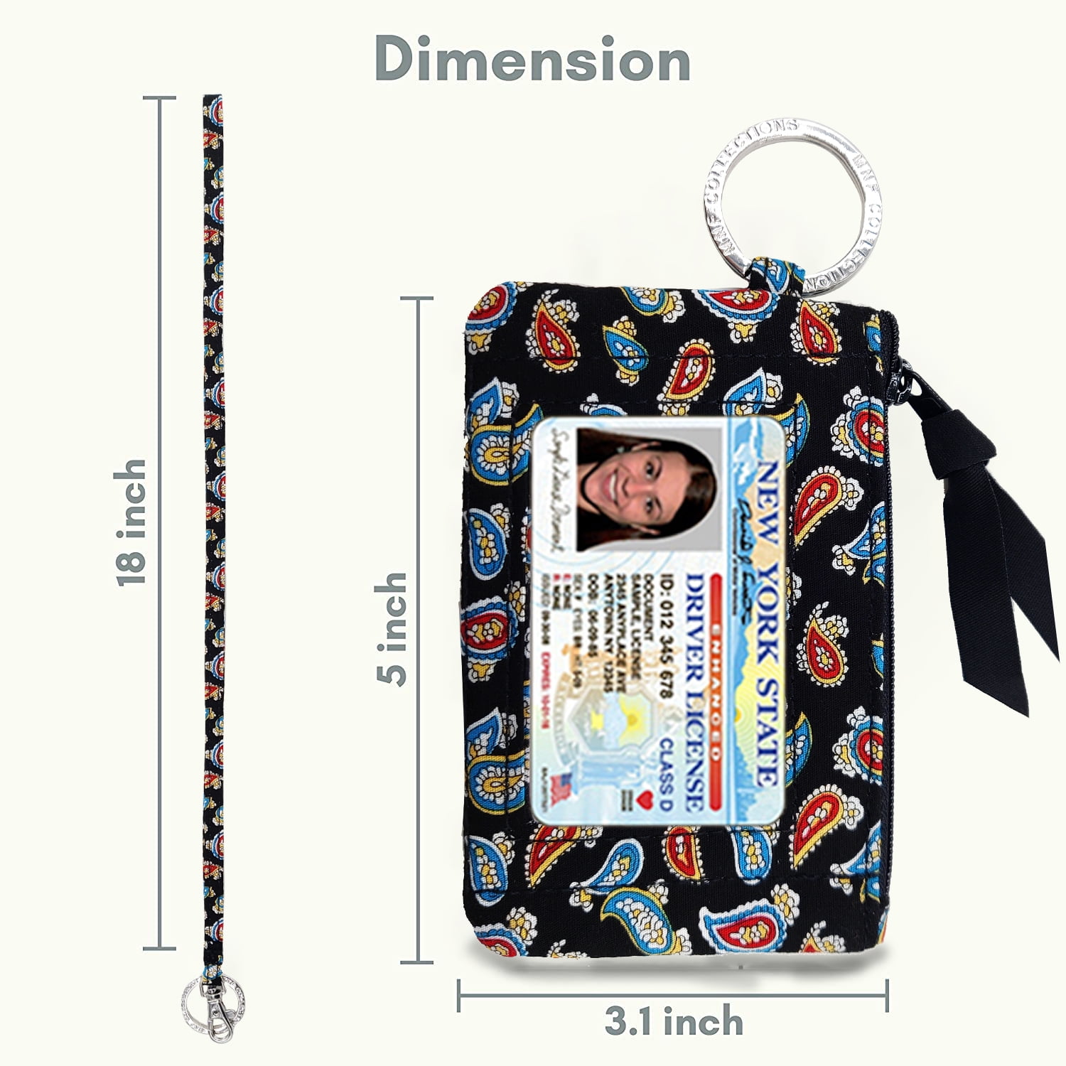 Zip ID Case Wallet with Lanyard Badge ID Holder and Lanyard  Char Coral 