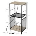 thumbnail image 3 of Record Player Stand with Storage Vinyl Record Storage Table with Power Outlet Turntable Stand for Album Recording Player Vinyl Storage 3 Tier Record Cabinet Bedside Table For Bedside, 3 of 6