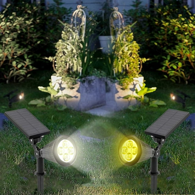 Reflector LED alimentado por energía solar | Luz de proyección exterior 4LED | 150 lúmenes ajustables | Batería de 1200 mAh | IP65 a prueba de agua | Encendido/apagado automático | Montaje en pared