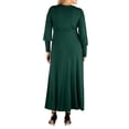 thumbnail image 3 of 24/7 Women's Plus Size Comfort Apparel V-Neck Long Sleeve Plus Size Maxi Dress, 3 of 3