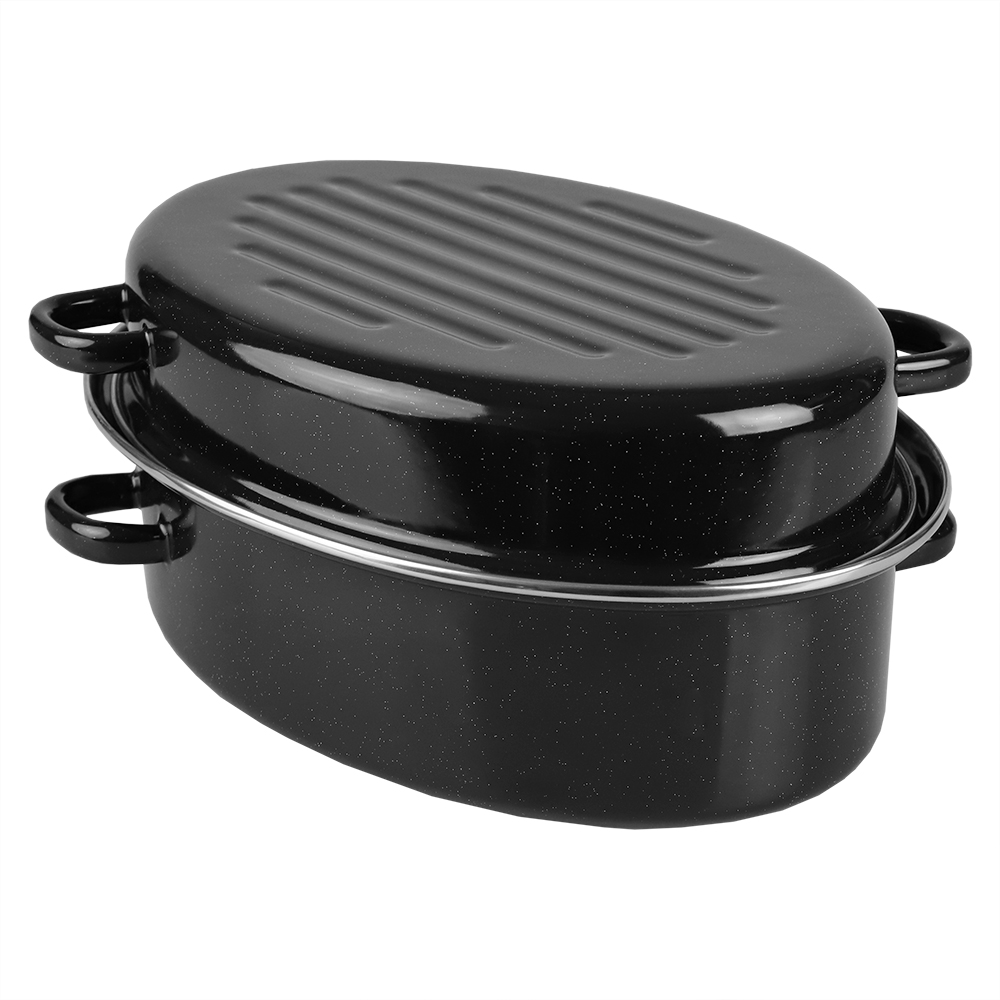 Nusse Kozmatik Enamel Gas Stove Top Vegetable Char-Roasting 14 Grill Pan  Black