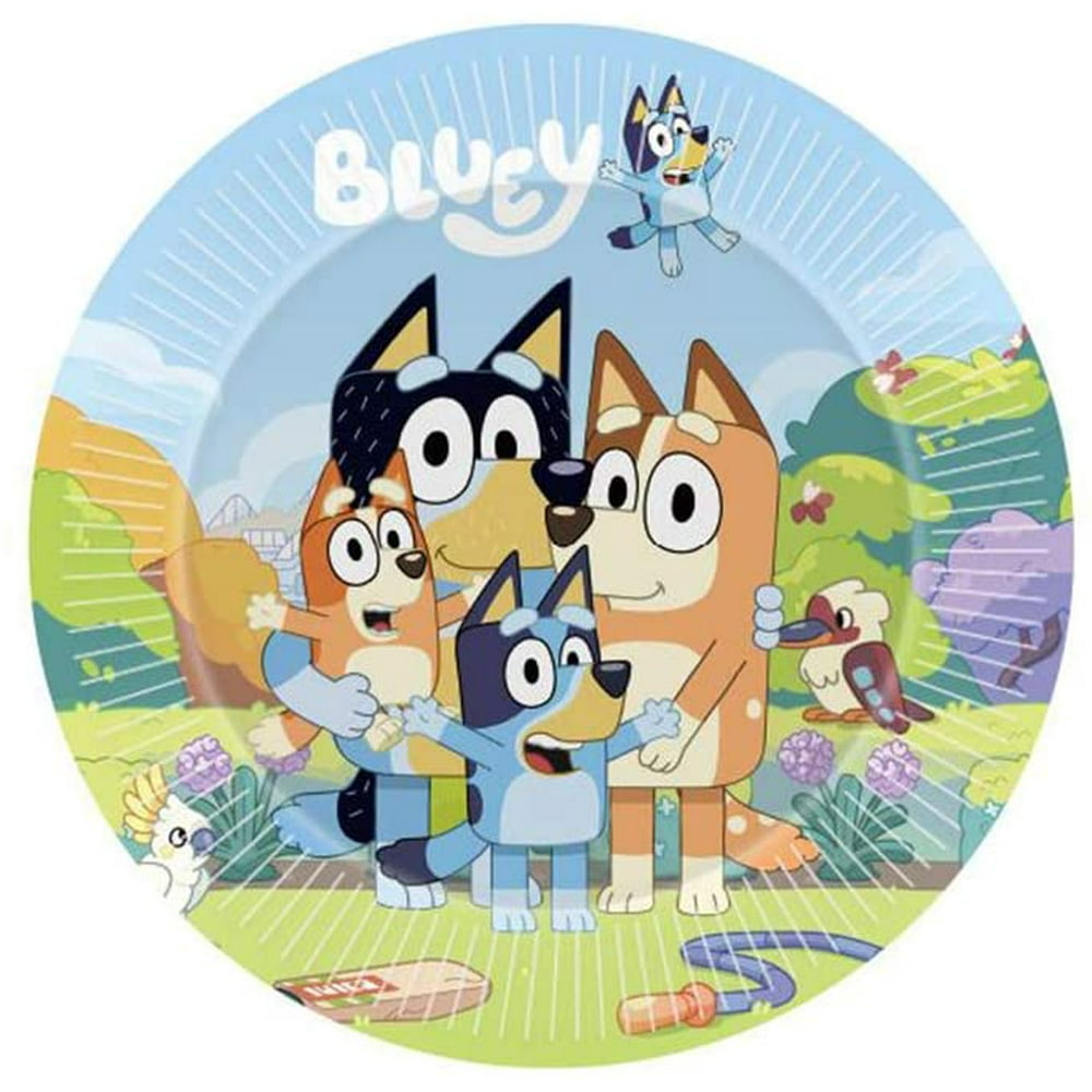 20pcs Bluey Happy Birthday Party Plates Bluey Birthday