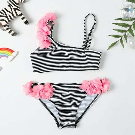 

Corashan 2-7Y Girls Tie-dye Printed Bikini Suit With Ruffled Frills Children s Split Swimsuit