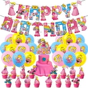 Mario Birthday Party Supplies, Party Decorations Set Include Banner, Balloons, Cake Toppers, for Boys Girls Mario Theme Party