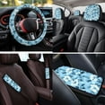 thumbnail image 4 of Pzuqiu 14 Pcs Front Back Car Seat Covers Full Set Steering Wheel Seat Belt Headrest Covers Center Console Pad Coasters Keychain Daily Travel Athletic Automobile Interior Sets Blue Hibiscus, 4 of 7