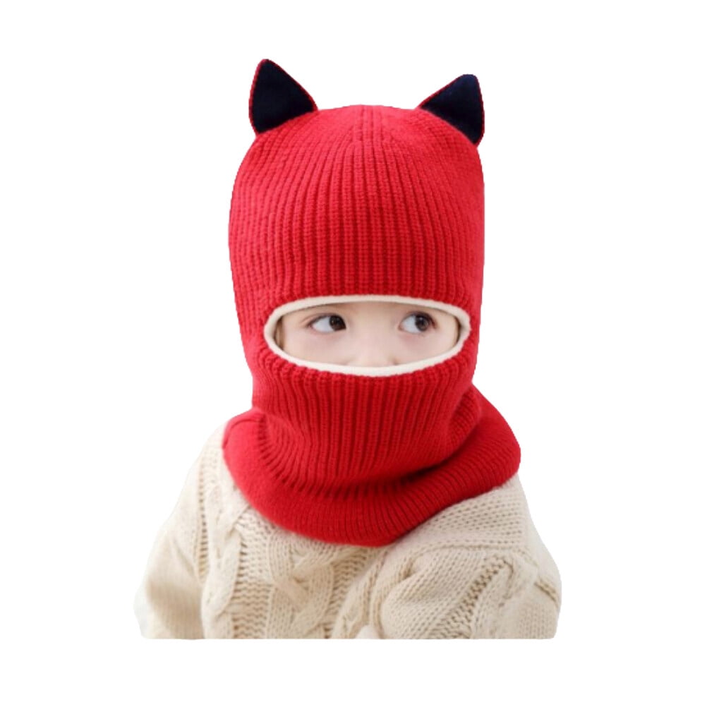 Baby Autumn Winter Face Mask Windproof Wool Hat With Scarf Warm