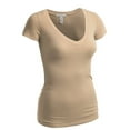 thumbnail image 2 of Essential Basic Women's Plain Short Sleeve T-Shirt V-Neck Top Junior & Plus Sizes, 2 of 3