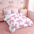 thumbnail image 2 of Erosebridal Pink Bowknot 7-Piece Bedding Comforter Set For Girls,3D Cartoon Bow Print King Bedding Sets For Kids,Reversible, 2 of 7
