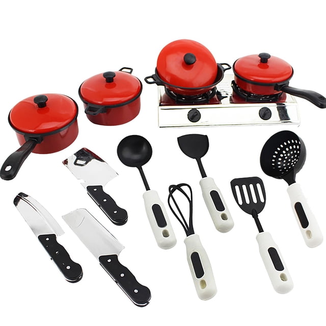 PVCS Kids Kitchen Toy 13Pcs/set Cookware with Play Food Toy Set Kitchen Pretend Play Gift for Kids