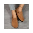 thumbnail image 4 of Women Mules Suede Leather Sandals Flat Round Toe Slip On Buckle Straps Retro Comfy, 4 of 6
