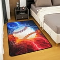 thumbnail image 2 of Erosebridal Baseball Area Rug Teens,Sport Theme Carpet 5x7 for Bedside,Ice Fire Print Rug for Living Room,Ball Gamer Gaming Accent Rug Set for Bedroom Doorway Non Shedding,Red Blue Black, 2 of 6