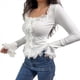 thumbnail image 3 of Blusa Corta con Volantes y Botones de Larga Acampanada para Mujer L, 3 of 6