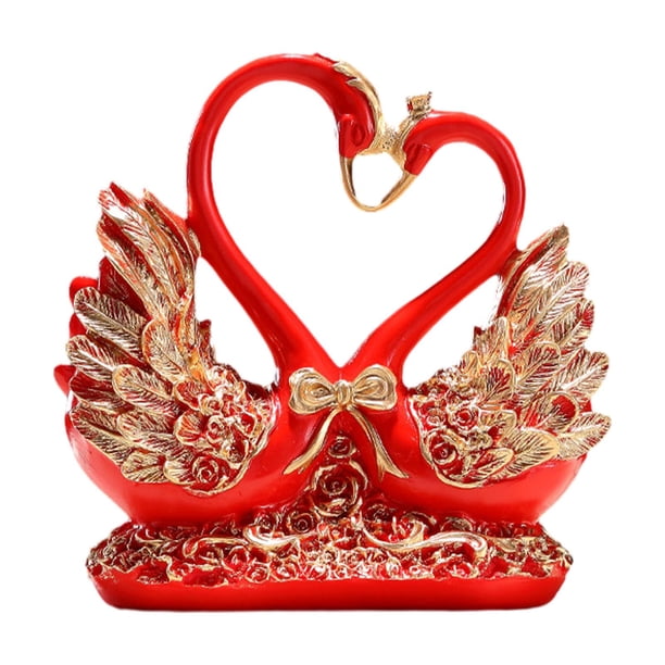 Figura de pareja de cisnes, estatua decorativa, regalo de San Valentín, escultura de animales para centro de mesa de entrada, oficina, decoración del Rojo