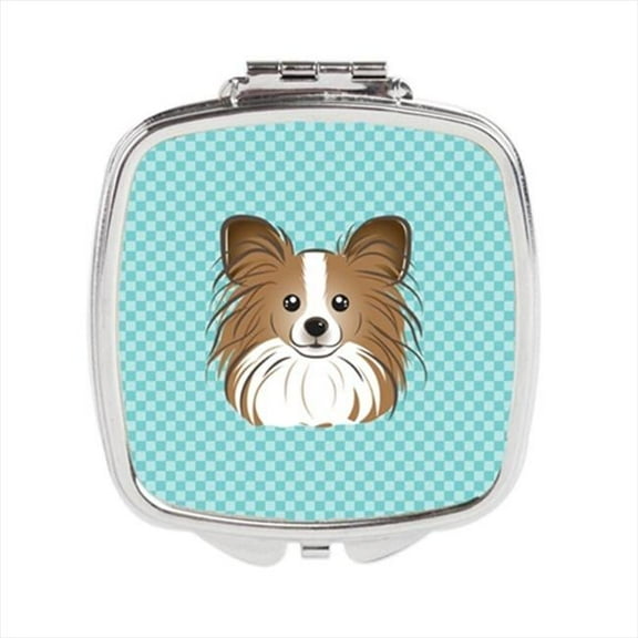 Carolines Treasures  Checkerboard Blue Papillon Compact Mirror