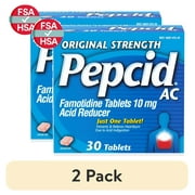 (2 pack) Pepcid AC Original Strength Heartburn Medicine, 10mg Famotidine, 30 Count