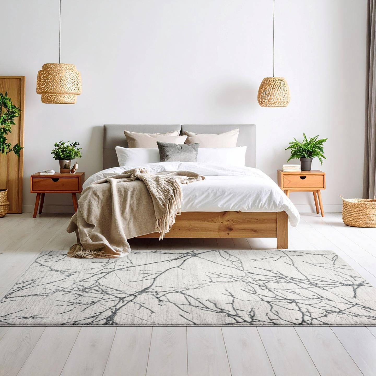 LUXE WEAVERS Modern Abstract Nature Cream Gray 9x12 Area Rug, Non-Shedding Carpet