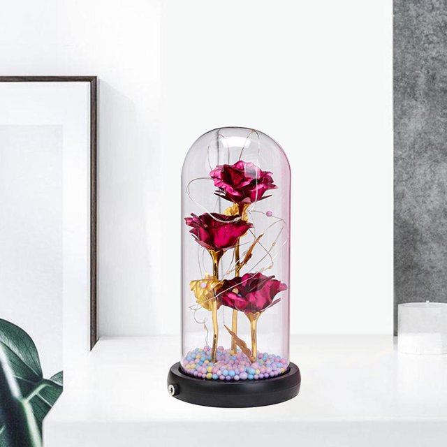 Regalos para mujeres Rosa navideña, con decoraciones navideñas LED, los mejores regalos navideños para el día de San Valentín, día de , Macarena Hada rosa flor