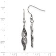thumbnail image 5 of Chisel Stainless Steel Antiqued and Polished CZ Dangle Shepherd Hook Earrings - 47mm, 5 of 7