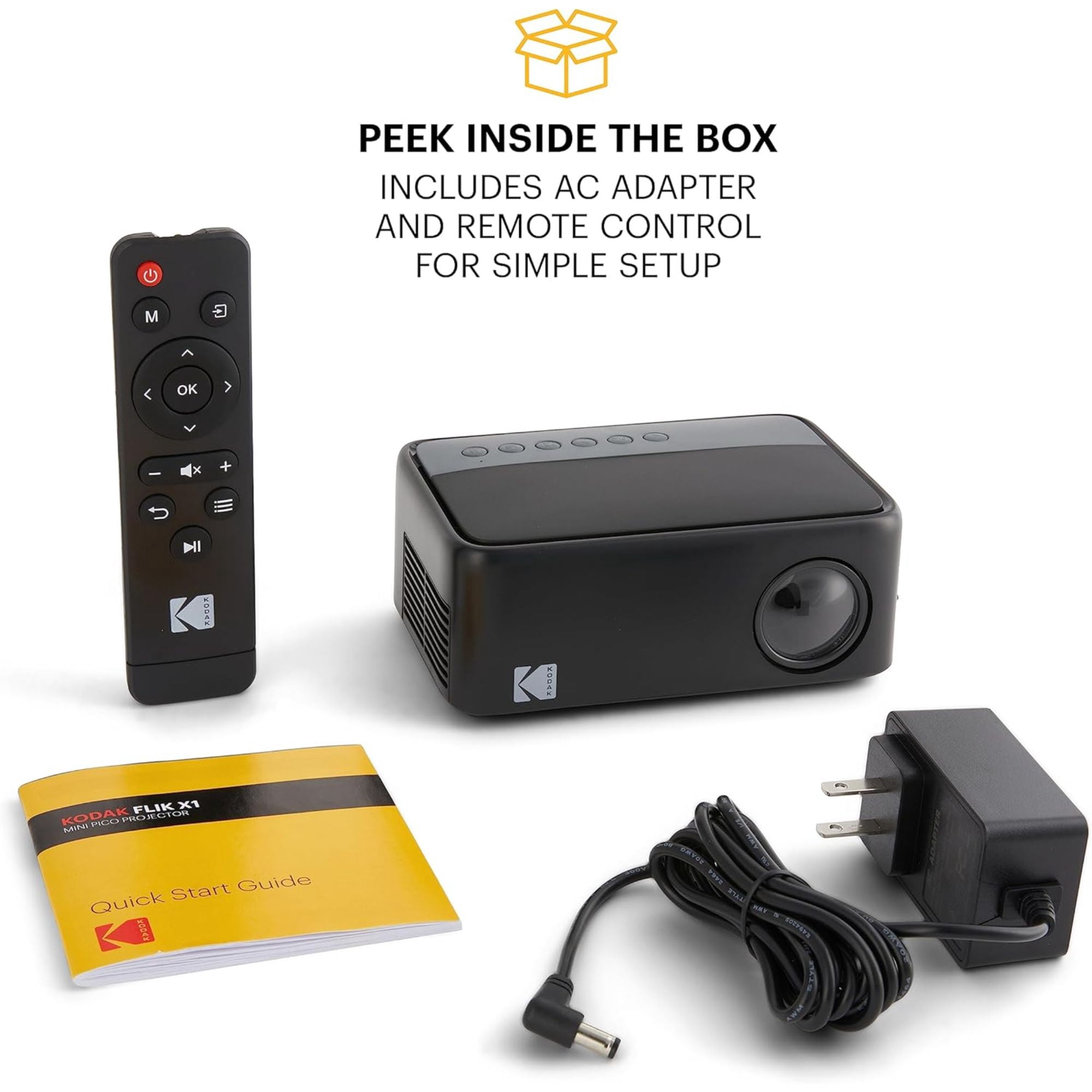 KODAK FLIK X1 Pico Projector with Remote and 2W Speakers