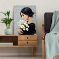 thumbnail image 5 of UXIEQU Woman Holding Daisies Oil Painting Canvas Wall Art Print 15.75x11.81 Inches, 5 of 8